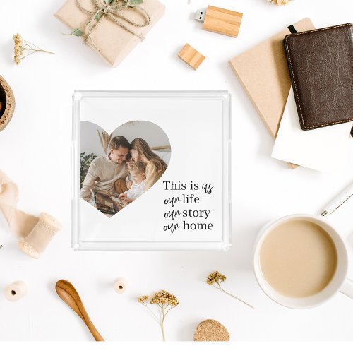 Modern Couple Family Photo  Family Quote Gift Acrylic Tray