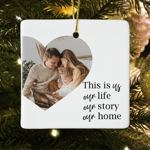 Modern Couple Family Photo  Family Quote Gift  Ceramic Ornament