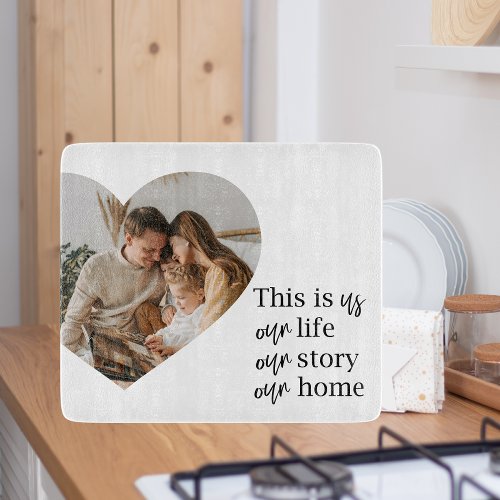 Modern Couple Family Photo  Family Quote Gift Cutting Board