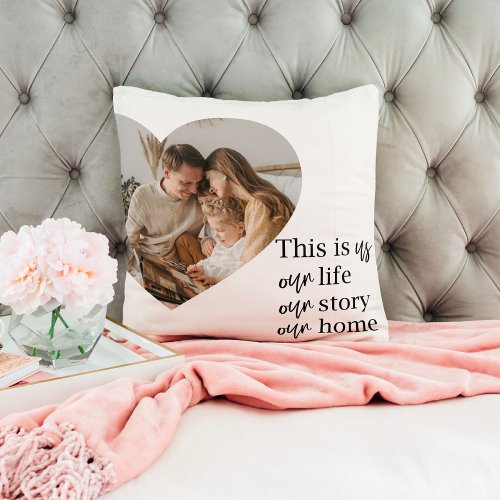 Modern Couple Family Photo  Family Quote Gift Outdoor Pillow