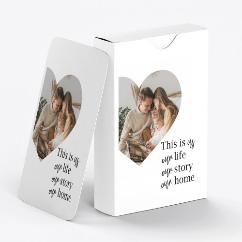 Modern Couple Family Photo  Family Quote Gift Playing Cards