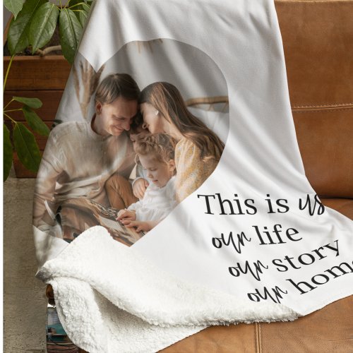 Modern Couple Family Photo  Family Quote Gift Sherpa Blanket