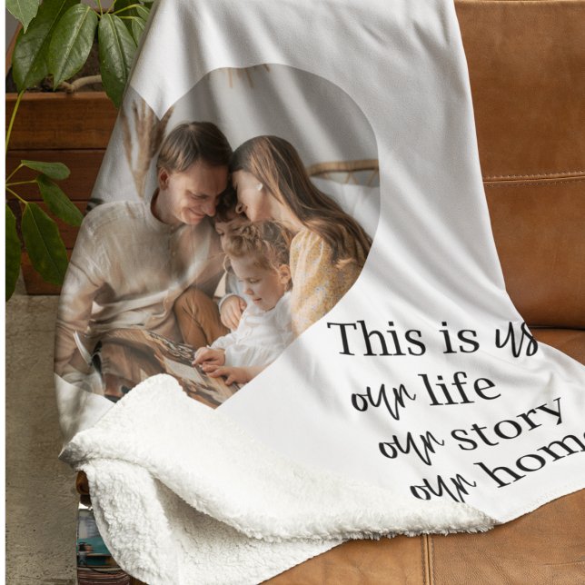 Modern Couple Family Photo & Family Quote Gift Sherpa Blanket (Creator Uploaded)