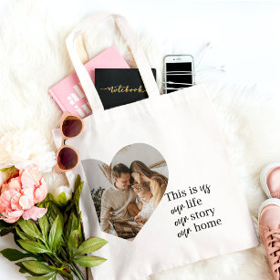 Modern Couple Family Photo & Family Quote Gift Tote Bag