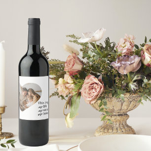Modern Couple Family Photo & Family Quote Gift Wine Label