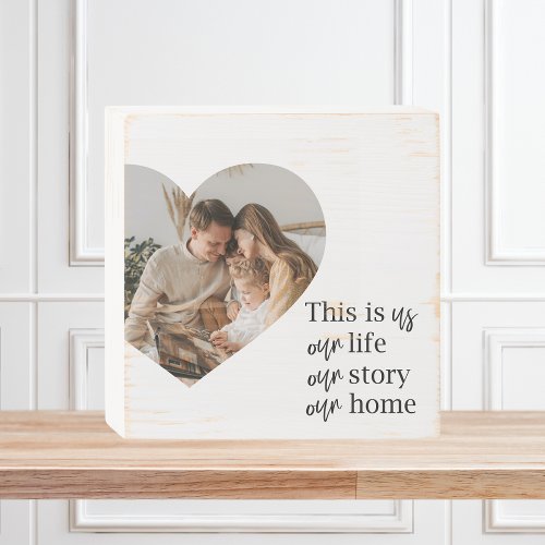 Modern Couple Family Photo  Family Quote Gift Wooden Box Sign