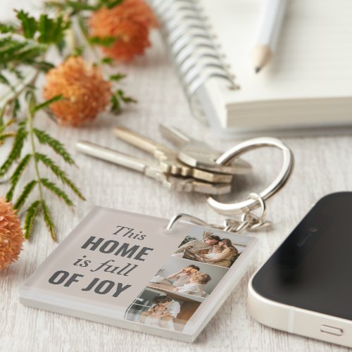 Modern Couple Family Photo  Family Quote Keychain