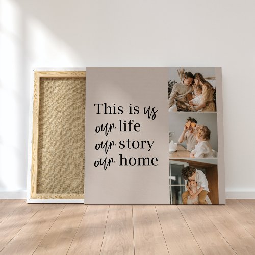 Modern Couple Family Photo  Family Quote Lovely Canvas Print