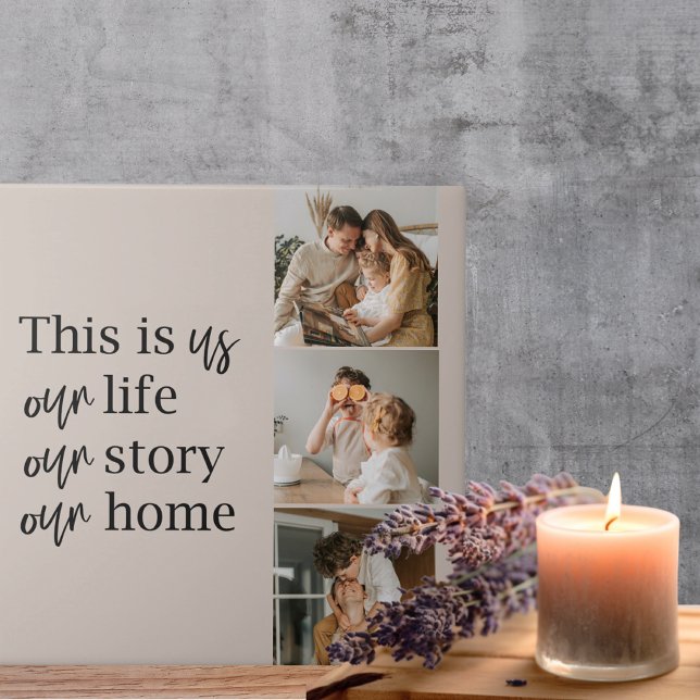 Modern Couple Family Photo & Family Quote Lovely Ceramic Tile (Creator Uploaded)