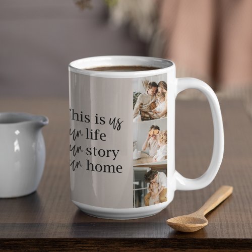 Modern Couple Family Photo  Family Quote Lovely Coffee Mug