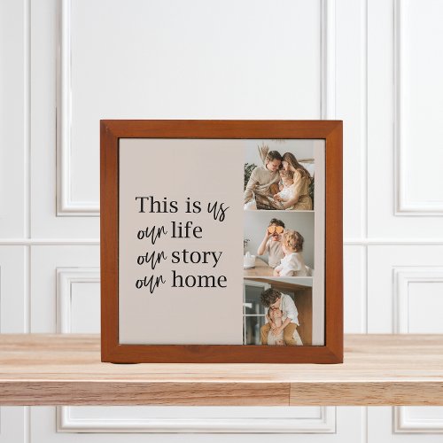 Modern Couple Family Photo  Family Quote Lovely Desk Organizer