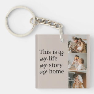 Modern Couple Family Photo & Family Quote Lovely Keychain