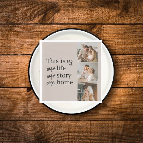 Modern Couple Family Photo  Family Quote Lovely Napkins