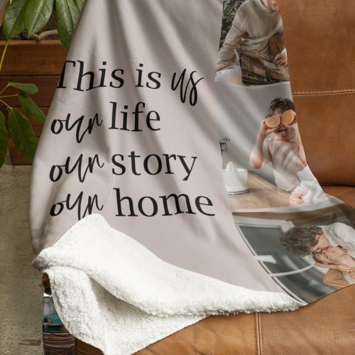Modern Couple Family Photo  Family Quote Lovely Sherpa Blanket