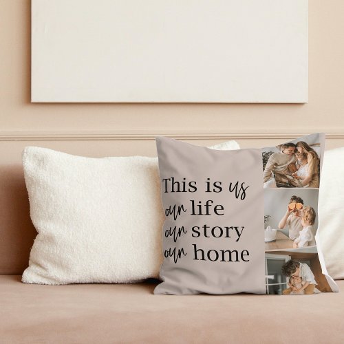 Modern Couple Family Photo  Family Quote Lovely Throw Pillow