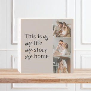 Modern Couple Family Photo & Family Quote Lovely Wooden Box Sign