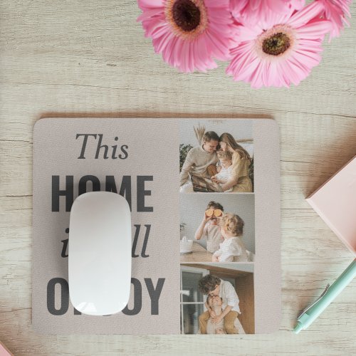 Modern Couple Family Photo  Family Quote Mouse Pad