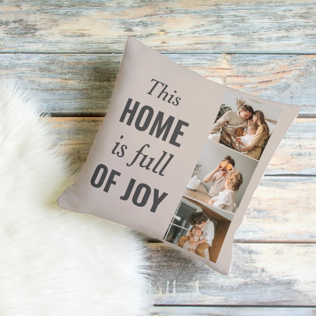 Modern Couple Family Photo & Family Quote Outdoor Pillow (Creator Uploaded)
