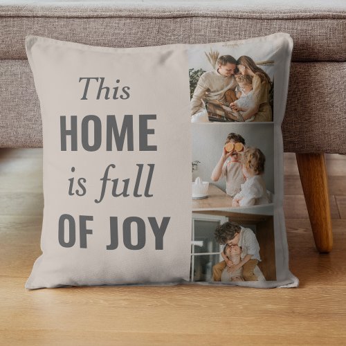 Modern Couple Family Photo  Family Quote Throw Pillow