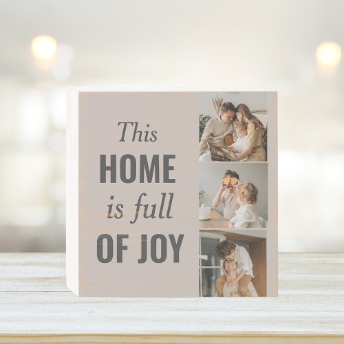 Modern Couple Family Photo  Family Quote Wooden Box Sign