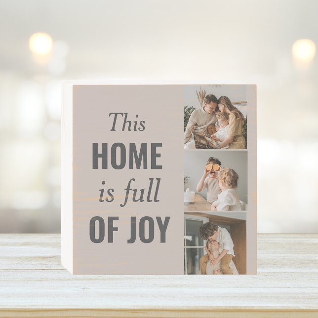 Modern Couple Family Photo & Family Quote Wooden Box Sign (Creator Uploaded)
