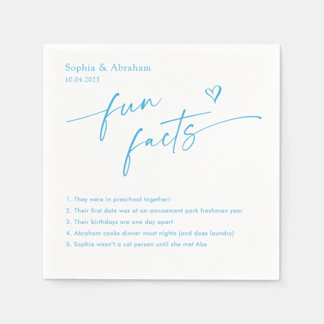 Modern Couple Fun Facts Wedding Napkins (Front)