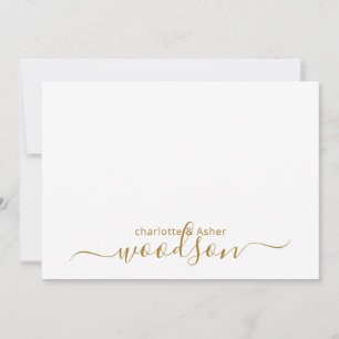 Modern Couple Gold Name Monogram Note Card