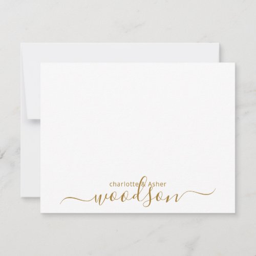 Modern Couple Gold Name Monogram Note Card