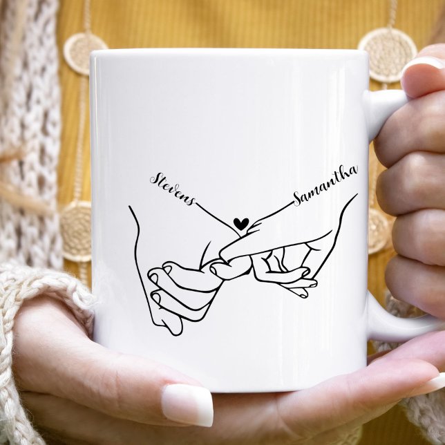 Modern Couple Holding hands Custom name wedding  Coffee Mug (Creator Uploaded)