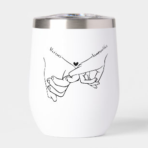 Modern Couple Holding hands Custom name wedding  Thermal Wine Tumbler