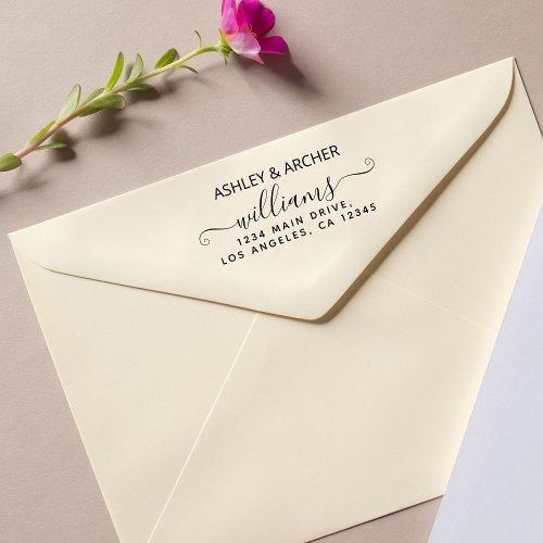 Modern Couple  Last Name Elegant Return Address  Self_inking Stamp