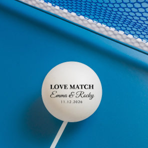 Modern Couple Love Match Black Color Text Ping Pong Ball