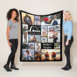 Modern Couple Love Quote 19 Photo Collage Fleece Blanket<br><div class="desc">Create a personalized, custom color photo memory blanket for the one you love utilizing this easy-to-upload photo collage template with 19 pictures in various shapes and sizes. The design features the saying ALL OF ME LOVES ALL OF YOU accented with a heart and includes names or your custom text in...</div>