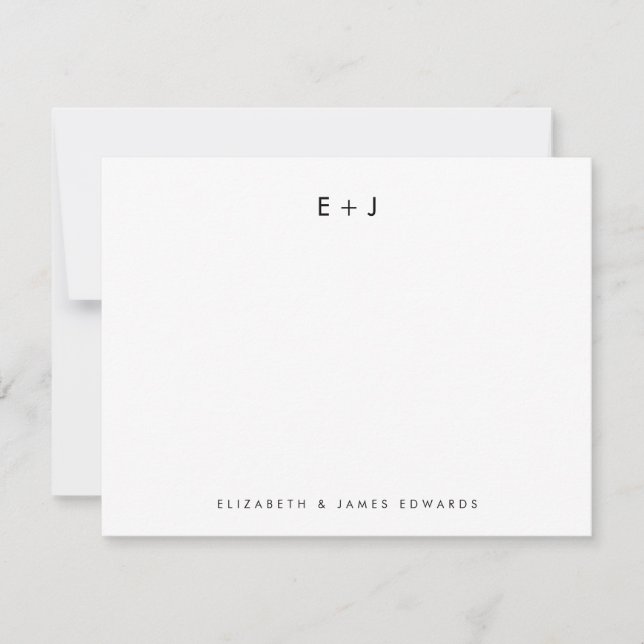 Modern Couple Monogram Initials Personalized Note Card (Front)