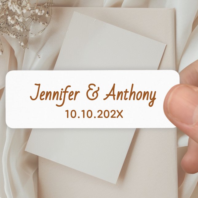 Modern Couple Names & Date Wedding - Bronze Label (Creator Uploaded)