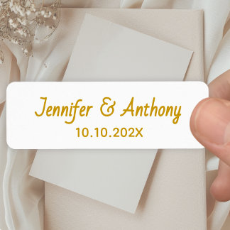 Modern Couple Names & Date Wedding - Gold Label