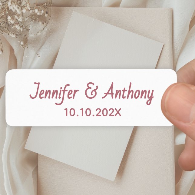 Modern Couple Names & Date Wedding - Rose Gold Label (Creator Uploaded)