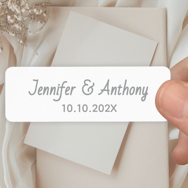 Modern Couple Names & Date Wedding - Silver Label (Creator Uploaded)