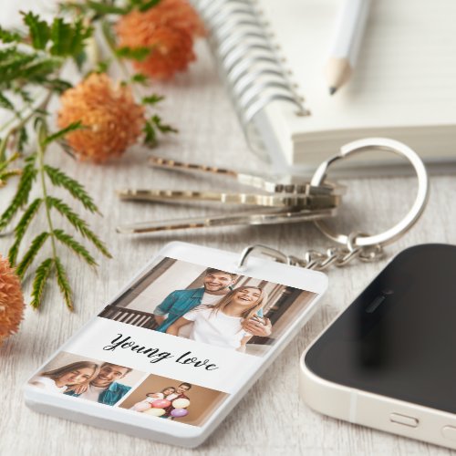 Modern couple personalized  photo collage keychain