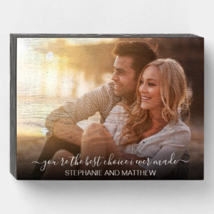 Modern Couple Photo Best Choice Ever Personalized Wooden Box Sign