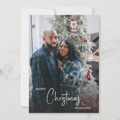 Modern Couple Photo Christmas Morning Holiday Card