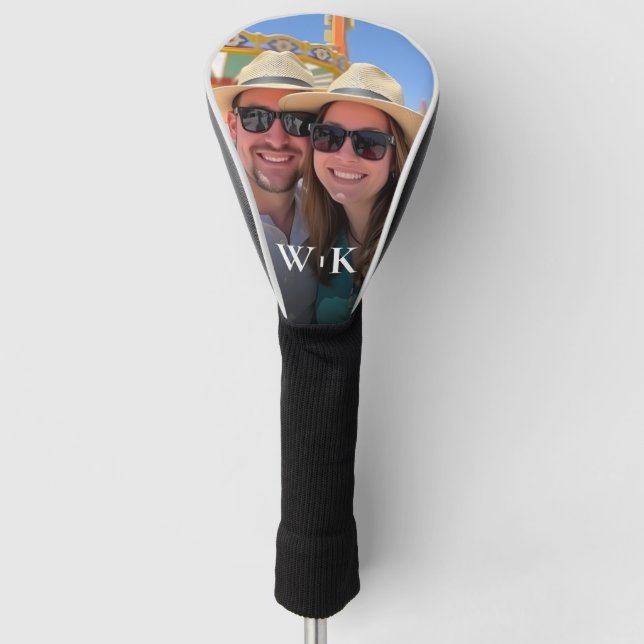 Modern Couple Photo Monogram Golf Head Cover (Front)