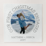 Modern Couple Photo Our First Christmas Engaged Jigsaw Puzzle