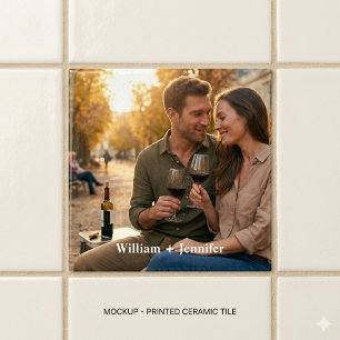 Modern Couple Photo Personalized Ceramic Tile