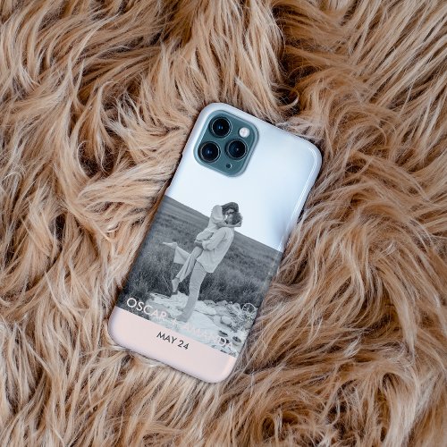 Modern Couple Photo Pink  Gray Perosnalized Name iPhone 11Pro Max Case