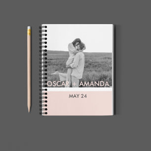 Modern Couple Photo Pink & Gray Perosnalized Name Planner
