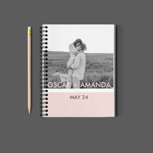 Modern Couple Photo Pink  Gray Perosnalized Name Planner