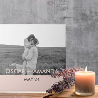 Modern Couple Photo Pink & Grey Perosnalized Name