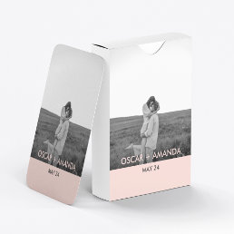 Modern Couple Photo Pink &amp; Grey Perosnalized Name Playing Cards