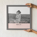 Modern Couple Photo Pink & Grey Perosnalized Name Poster<br><div class="desc">Modern Couple Photo Pink & Grey Perosnalized Name</div>